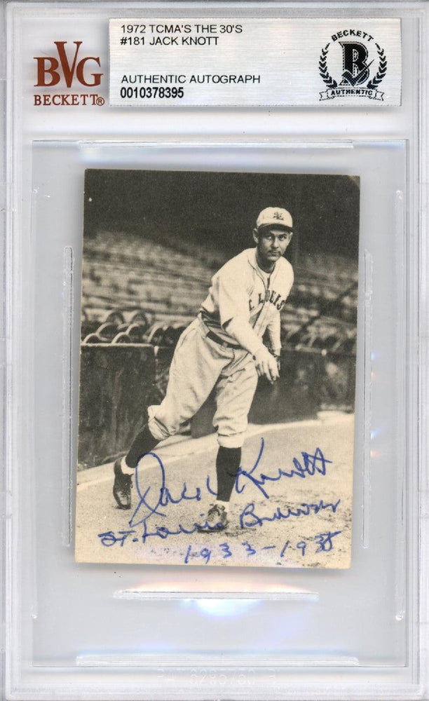 Jack Knott Autographed 1972 TCMA Card #181 St. Louis Browns Beckett BAS #10378395 - RSA