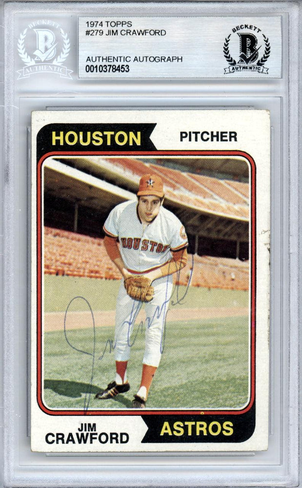Jim Crawford Autographed 1974 Topps Card #279 Houston Astros Beckett BAS #10378453 - RSA