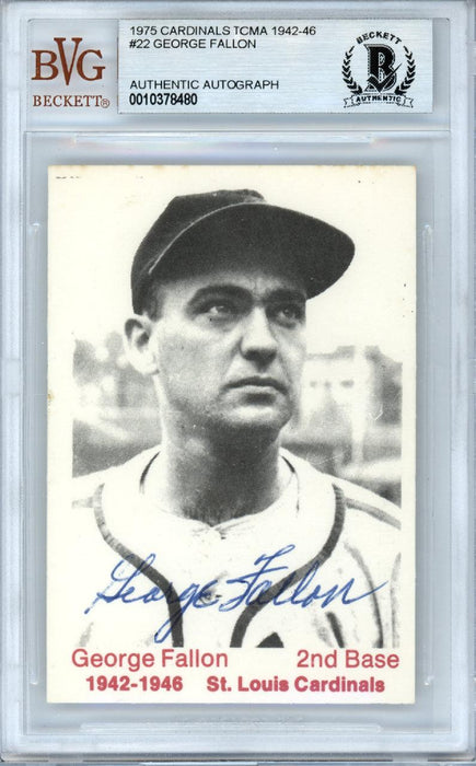 George Fallon Autographed 1975 TCMA Card #22 St. Louis Cardinals Beckett BAS #10378480 - RSA