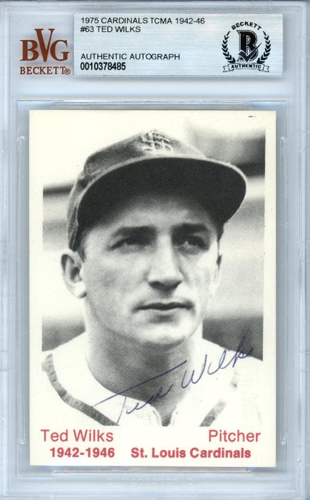 Ted Wilks Autographed 1975 TCMA Card #63 St. Louis Cardinals Beckett BAS #10378485 - RSA