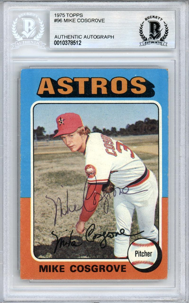 Mike Cosgrove Autographed 1975 Topps Card #96 Houston Astros Beckett BAS #10378512 - RSA