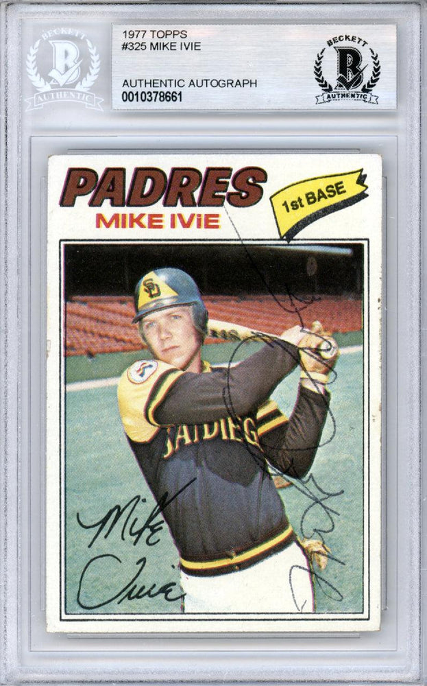 Mike Ivie Autographed 1977 Topps Card #325 San Diego Padres Beckett BAS #10378661 - RSA