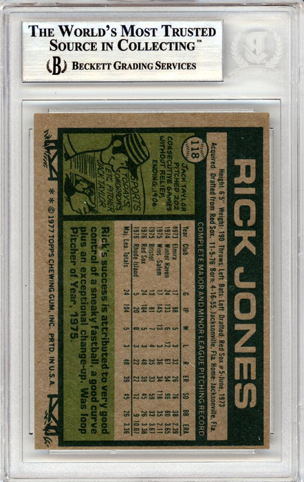 Rick Jones Autographed 1977 Topps Card #118 Seattle Mariners Beckett BAS #10378754 - RSA