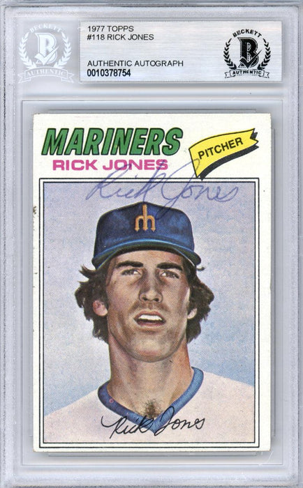 Rick Jones Autographed 1977 Topps Card #118 Seattle Mariners Beckett BAS #10378754 - RSA