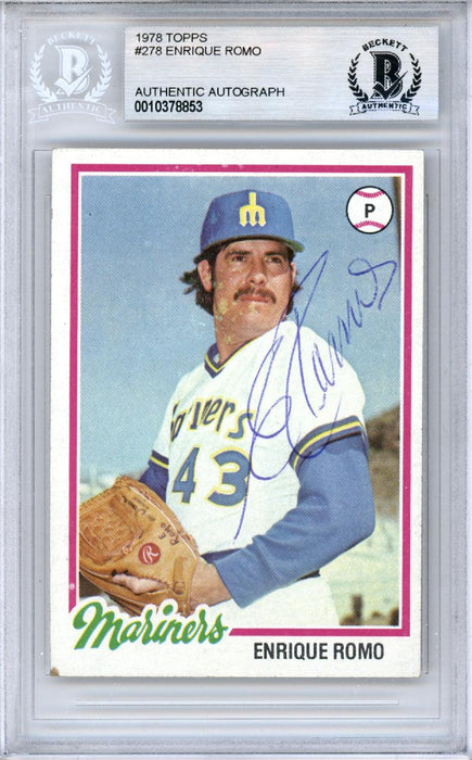 Enrique Romo Autographed 1978 Topps Rookie Card #278 Seattle Mariners Beckett BAS #10378853 - RSA