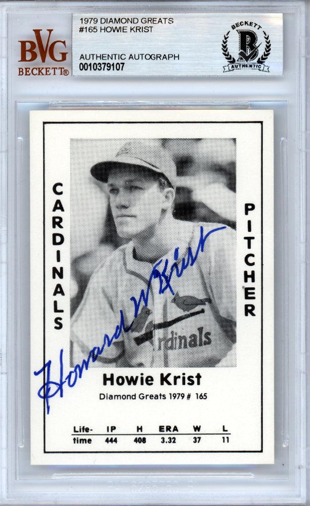 Howie Krist Autographed 1979 Diamond Greats Card #165 St. Louis Cardinals Beckett BAS #10379107 - RSA