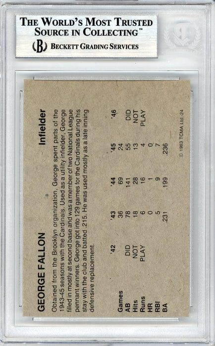 George Fallon Autographed 1983 TCMA Card #24 St. Louis Cardinals Beckett BAS #10379296 - RSA