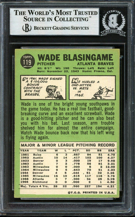 Wade Blasingame Autographed 1967 Topps Card #119 Atlanta Braves High Number Beckett BAS #12409503 - RSA