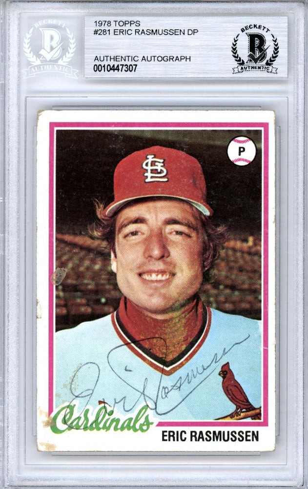 Eric Rasmussen Autographed 1978 Topps Card #281 St. Louis Cardinals Beckett BAS #10447307 - RSA