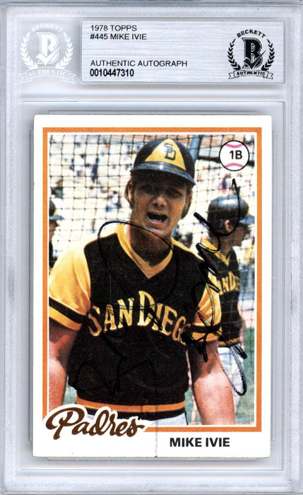 Mike Ivie Autographed 1978 Topps Card #445 San Diego Padres Beckett BAS #10447310 - RSA