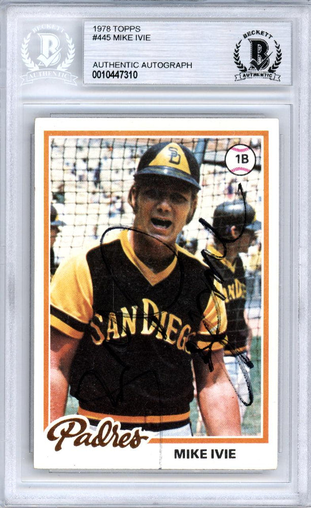 Mike Ivie Autographed 1978 Topps Card #445 San Diego Padres Beckett BAS #10447310 - RSA