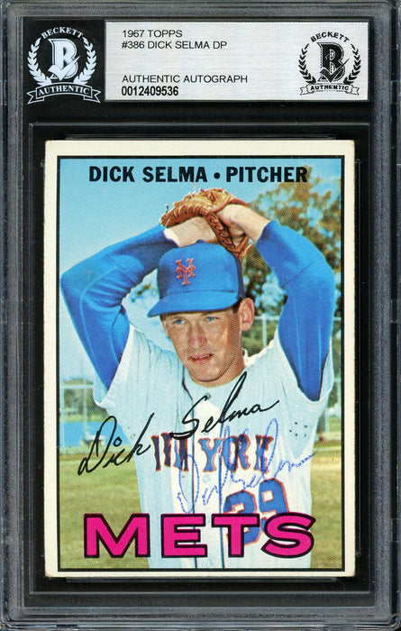 Dick Selma Autographed 1967 Topps Card #386 New York Mets Beckett BAS #12409536 - RSA