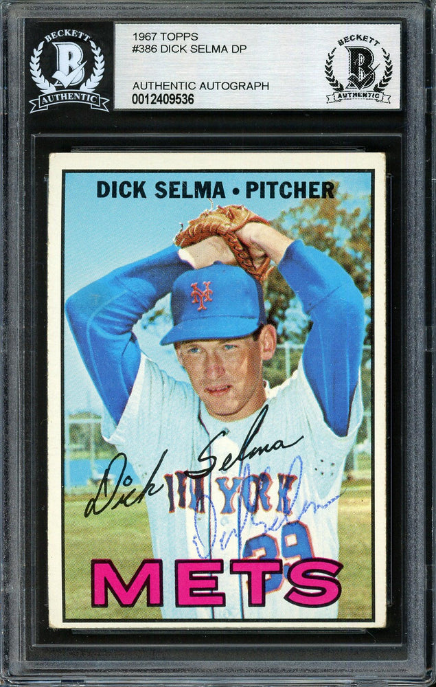 Dick Selma Autographed 1967 Topps Card #386 New York Mets Beckett BAS #12409536 - RSA