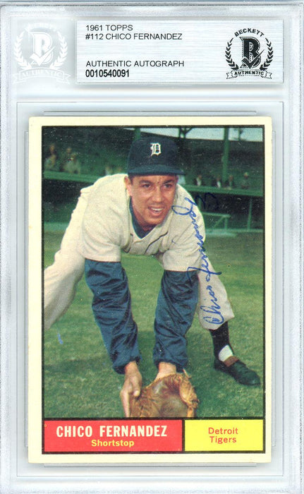 Chico Fernandez Autographed 1961 Topps Card #112 Detroit Tigers Beckett BAS #10540091 - RSA