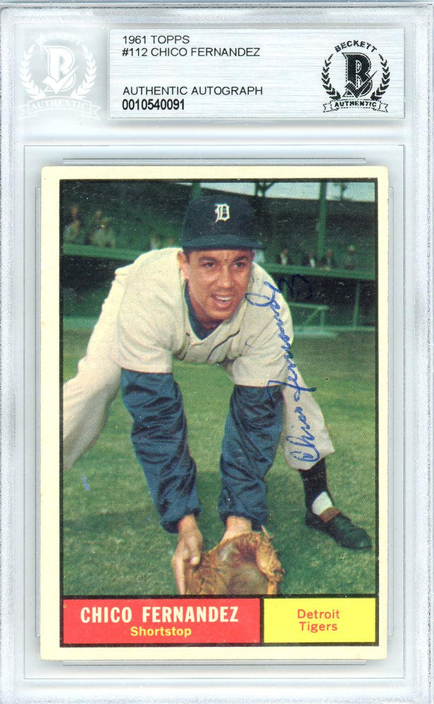 Chico Fernandez Autographed 1961 Topps Card #112 Detroit Tigers Beckett BAS #10540091 - RSA