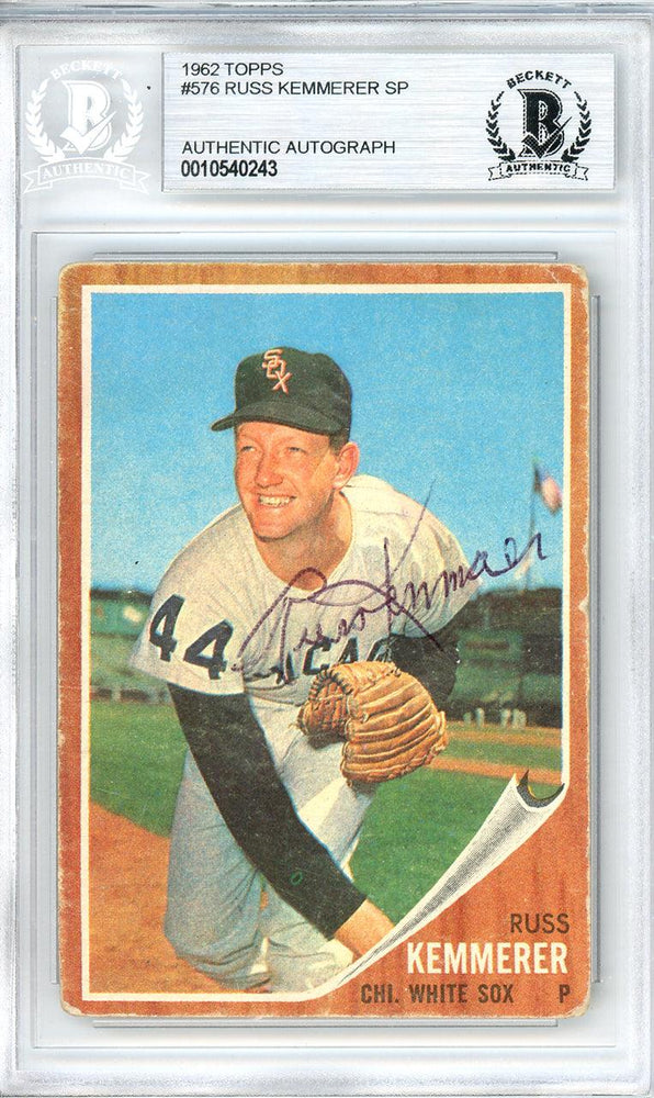 Russ Kemmerer Autographed 1962 Topps Card #576 Chicago White Sox Beckett BAS #10540243 - RSA