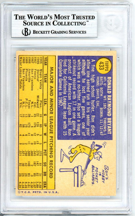 Ron Bryant Autographed 1970 Topps Card #433 San Francisco Giants Beckett BAS #10540312 - RSA