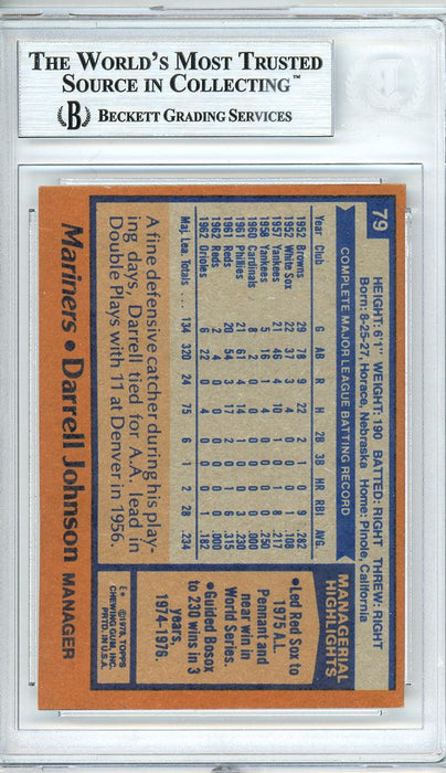 Darrell Johnson Autographed 1978 Topps Card #79 Seattle Mariners Beckett BAS #10540393 - RSA