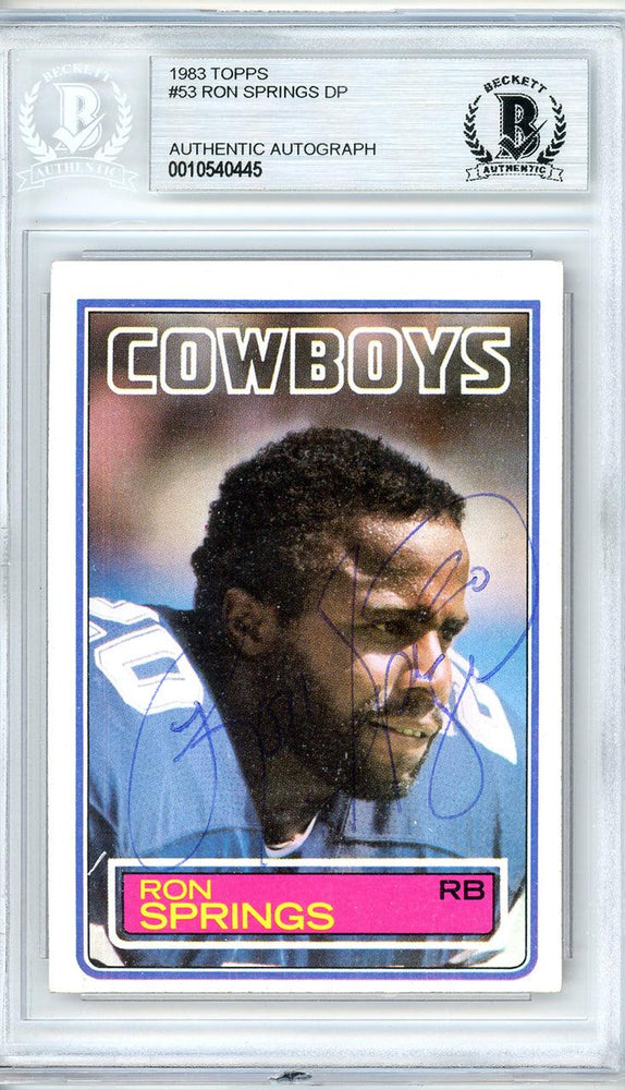 Ron Springs Autographed 1983 Topps Card #53 Dallas Cowboys Beckett BAS #10540445 - RSA