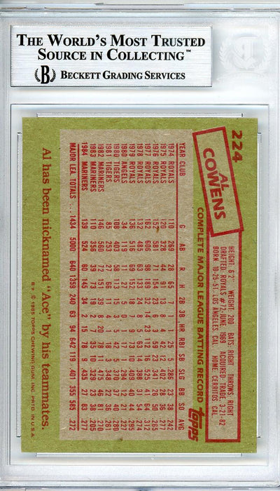 Al Cowens Autographed 1985 Topps Card #224 Seattle Mariners Beckett BAS #10540494 - RSA