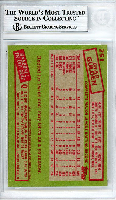 Brad Gulden Autographed 1985 Topps Card #251 Cincinnati Reds Beckett BAS #10540497 - RSA