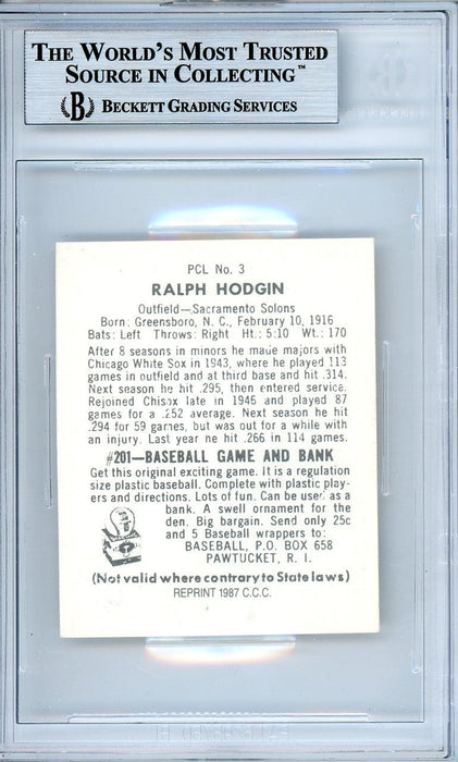 Ralph Hodgin Autographed 1987 CCC Reprint Card #3 Beckett BAS #10540535 - RSA