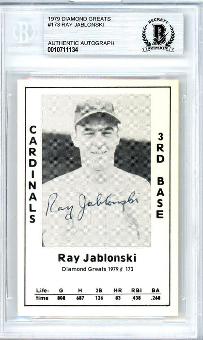 Ray Jablonski Autographed 1979 Diamond Greats Card #173 St. Louis Cardinals Beckett BAS #10711134 - RSA