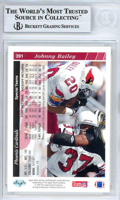 Johnny Bailey Autographed 1993 Upper Deck Card #391 Arizona Cardinals Beckett BAS #10711471 - RSA