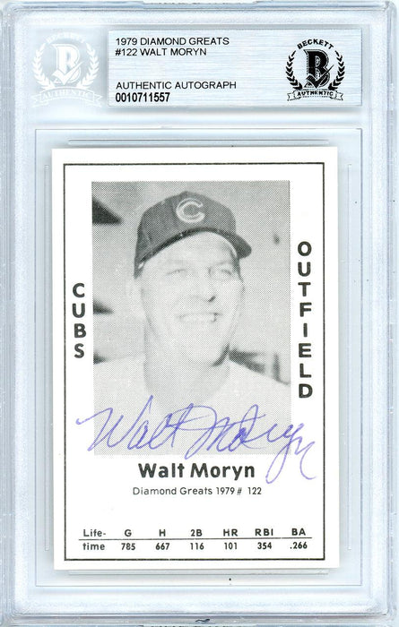Walt Moryn Autographed 1979 Diamond Greats Card #122 Chicago Cubs Beckett BAS #10711557 - RSA