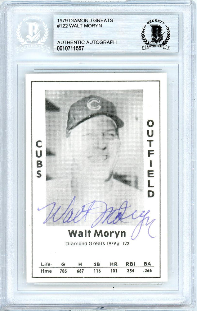 Walt Moryn Autographed 1979 Diamond Greats Card #122 Chicago Cubs Beckett BAS #10711557 - RSA