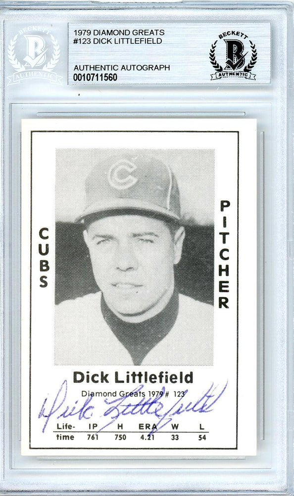 Dick Littlefield Autographed 1979 Diamond Greats Card #123 Chicago Cubs Beckett BAS #10711560 - RSA