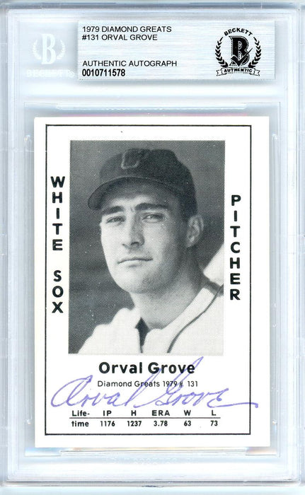 Orval Grove Autographed 1979 Diamond Greats Card #131 Chicago White Sox Beckett BAS #10711578 - RSA