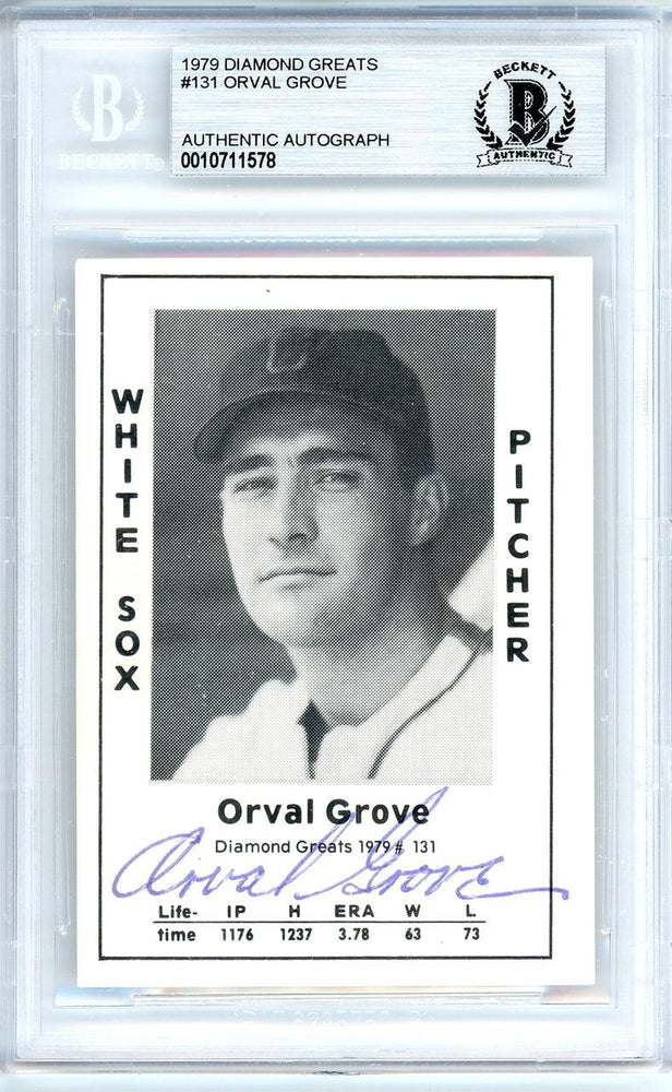 Orval Grove Autographed 1979 Diamond Greats Card #131 Chicago White Sox Beckett BAS #10711578 - RSA