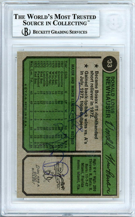 Don Newhauser Autographed 1974 Topps Card #33 Boston Red Sox Beckett BAS #10712091 - RSA