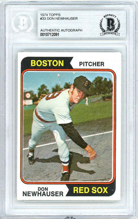 Don Newhauser Autographed 1974 Topps Card #33 Boston Red Sox Beckett BAS #10712091 - RSA