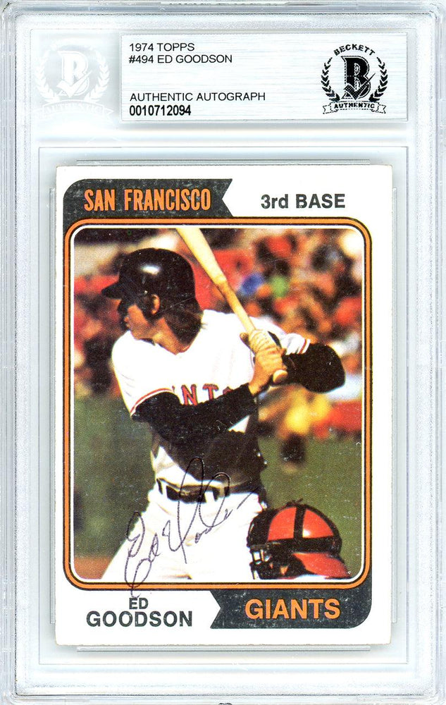 Ed Goodson Autographed 1974 Topps Card #494 San Francisco Giants Beckett BAS #10712094 - RSA