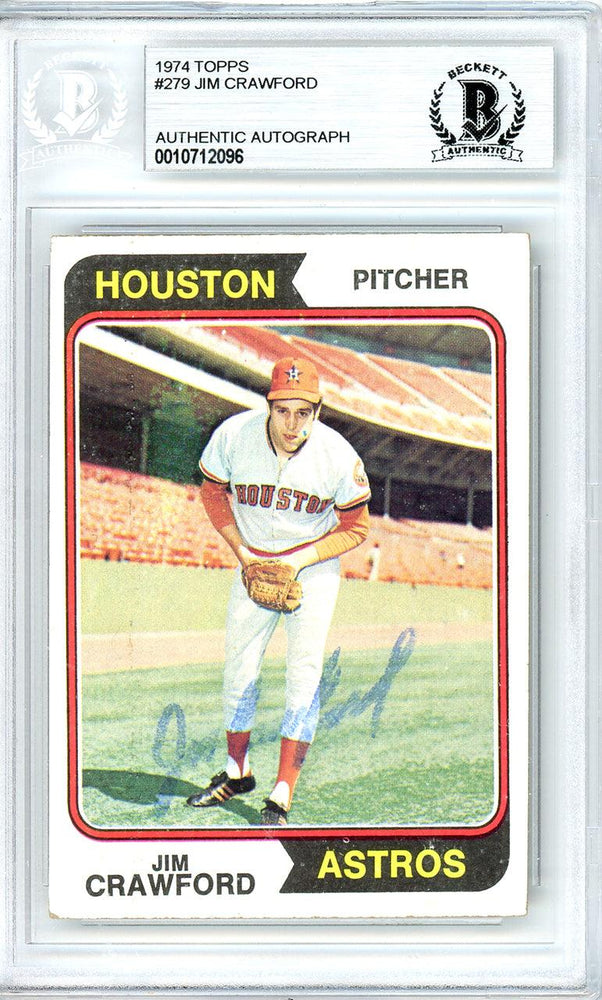 Jim Crawford Autographed 1974 Topps Card #279 Houston Astros Beckett BAS #10712096 - RSA