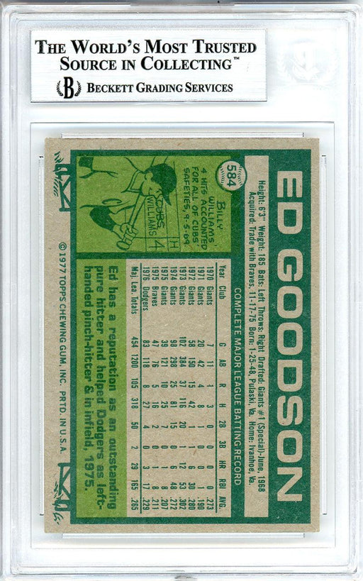 Ed Goodson Autographed 1977 Topps Card #584 Los Angeles Dodgers Beckett BAS #10712153 - RSA