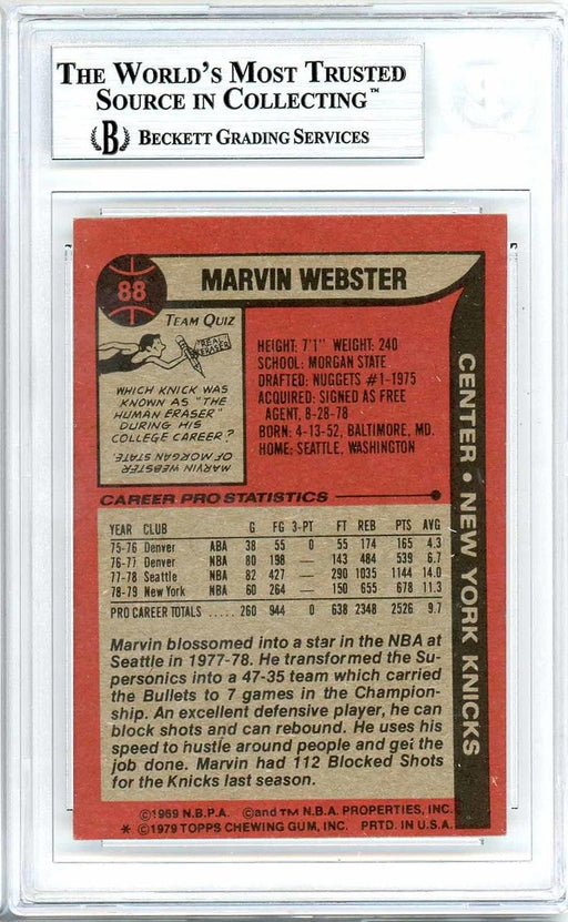 Marvin Webster Autographed 1979-80 Topps Card #88 New York Knicks Beckett BAS #10712274 - RSA