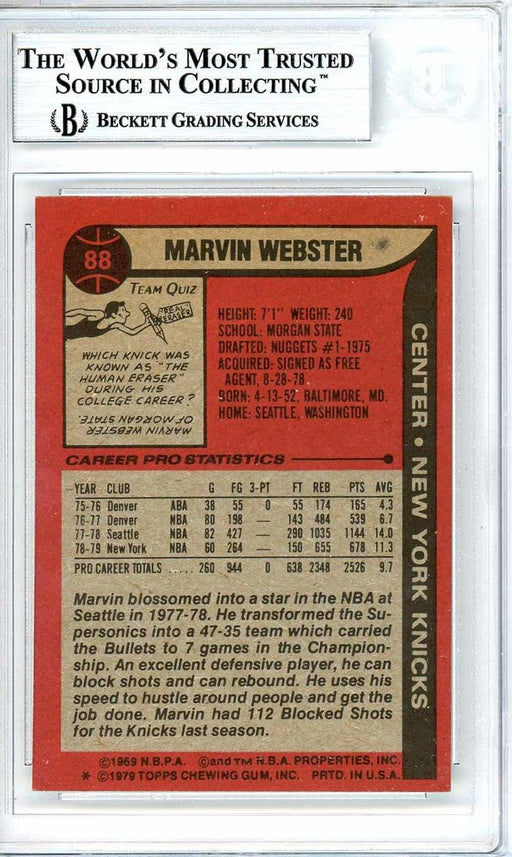 Marvin Webster Autographed 1979-80 Topps Card #88 New York Knicks Beckett BAS #10712275 - RSA