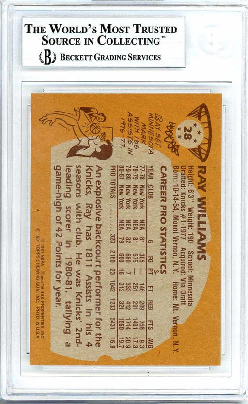 Ray Williams Autographed 1981-82 Topps Card #28 New York Knicks Beckett BAS #10712281 - RSA