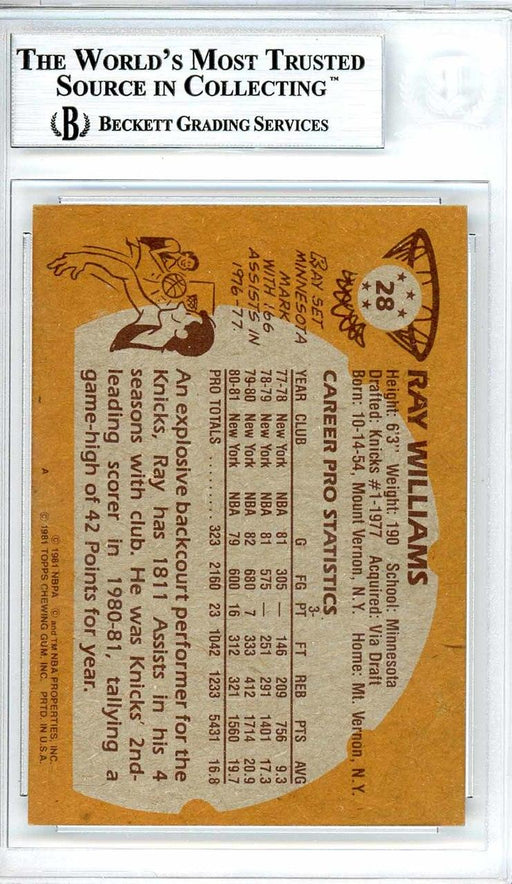 Ray Williams Autographed 1981-82 Topps Card #28 New York Knicks Beckett BAS #10712282 - RSA