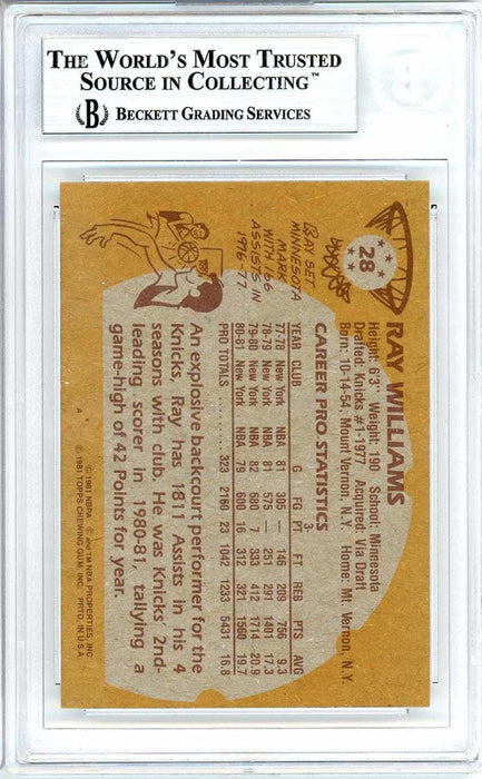 Ray Williams Autographed 1981-82 Topps Card #28 New York Knicks Beckett BAS #10712283 - RSA