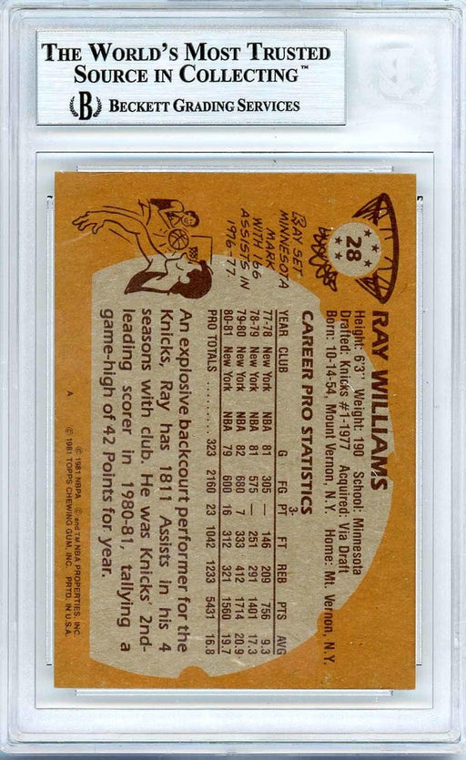 Ray Williams Autographed 1981-82 Topps Card #28 New York Knicks Beckett BAS #10712285 - RSA