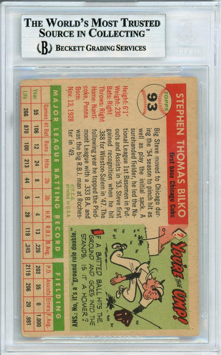Steve Bilko Autographed 1955 Topps Card #93 Chicago Cubs Beckett BAS #10734112 - RSA