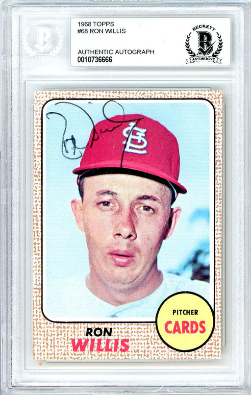 Ron Willis Autographed 1968 Topps Card #68 St. Louis Cardinals Beckett BAS #10736666 - RSA