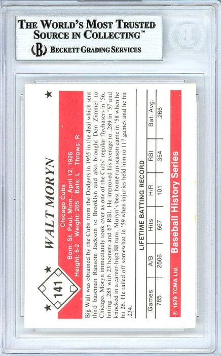 Walt Moryn Autographed 1979 TCMA Card #141 Chicago Cubs Beckett BAS #10736777 - RSA