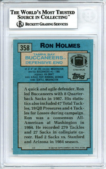 Ron Holmes Autographed 1988 Topps Rookie Card #358 Tampa Bay Buccaneers Beckett BAS #10737202 - RSA