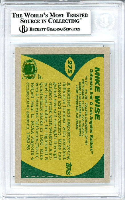 Mike Wise Autographed 1989 Topps Rookie Card #275 Los Angeles Raiders Beckett BAS #10739051 - RSA