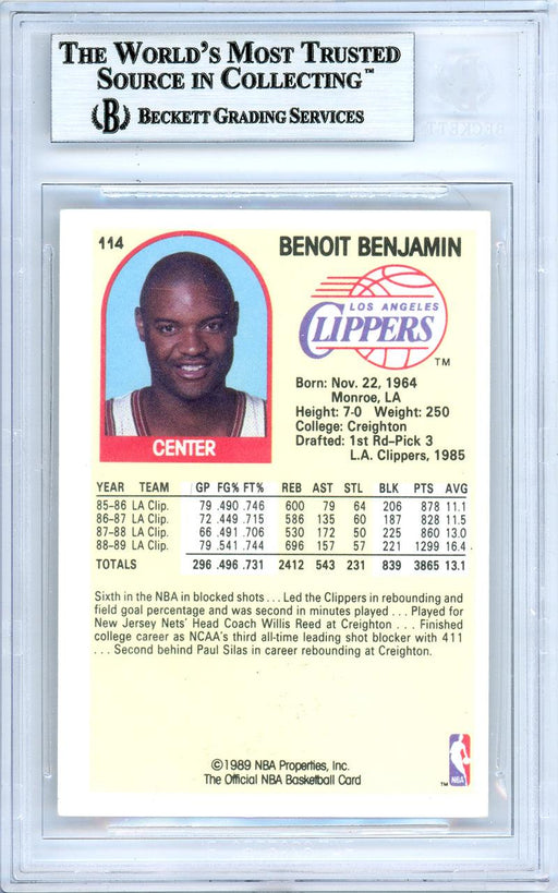 Benoit Benjamin Autographed 1989-90 Hoops Card #114 Los Angeles Clippers Beckett BAS #10739122 - RSA